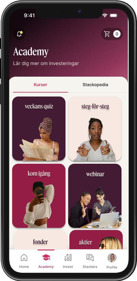 Stack-appens Academy med kurser om investeringar